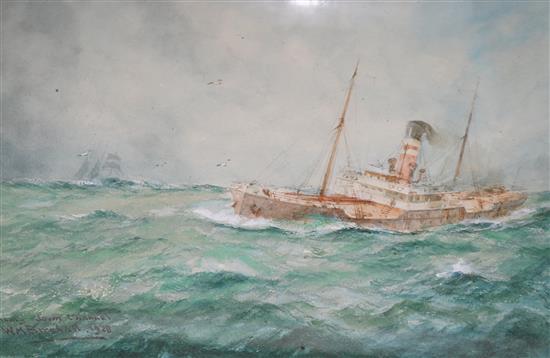 William Minshall Birchall (1884-1941), watercolour, Running Down the Channel, signed and dated 1928, 18 x 27cm